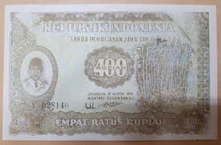 Uang 400 Rupiah Tahun 1948 Soekarno UNC