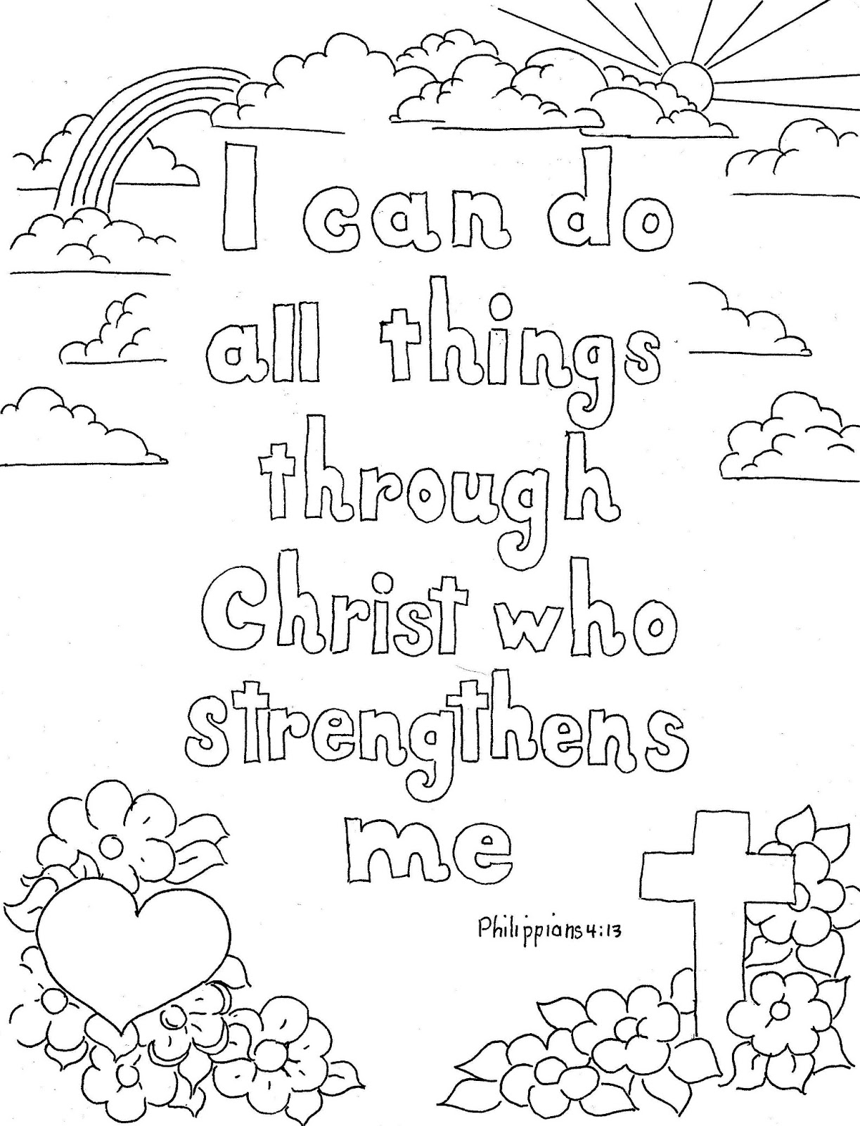 Download Coloring Pages for Kids by Mr. Adron: Philippians 4:13 Print And Color Page