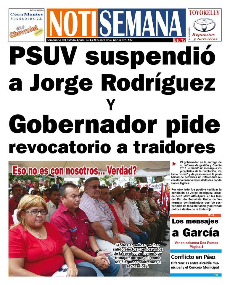 Portada del Semanario Notisemana N. 137.