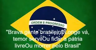 Bandeira do Brasil com trecho do hino