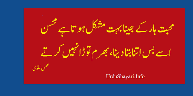 mohsin naqvi shayari in urdu mohabbat poetry on haar  love sad