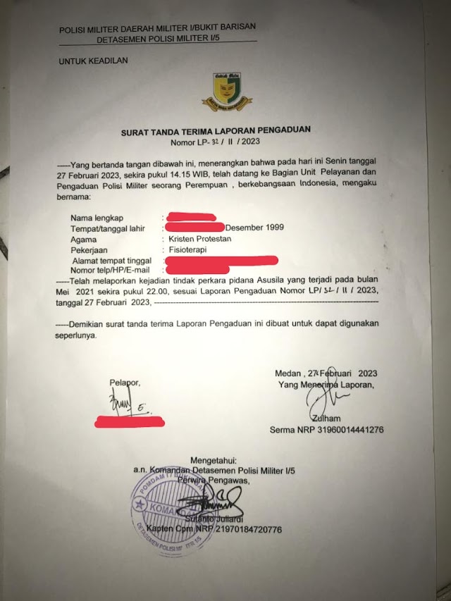 Diduga Hamili Seorang Gadis, Oknum TNI Batalyon 125 Simbisa Dilaporkan ke Denpom I/5