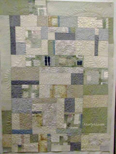 improv piecing, free motion quilting - a neutral modern by Marty Mason 