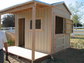 on the goat shed. They almost finished. Tomorrow they will build 