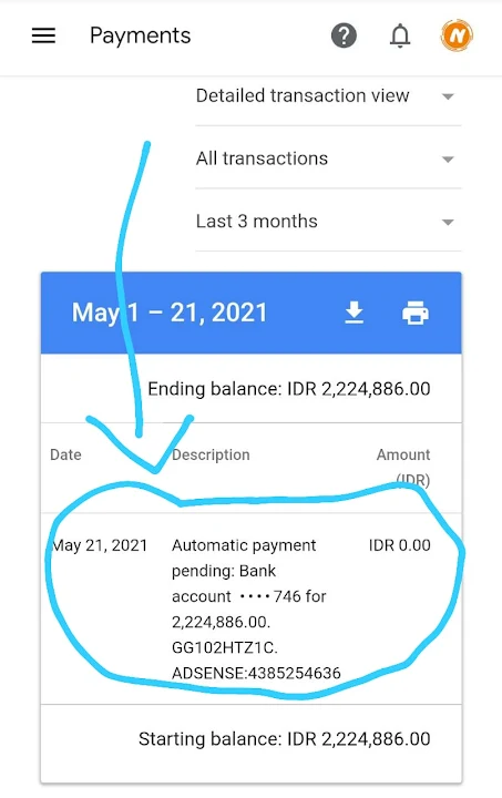 Payment Report Google AdSense