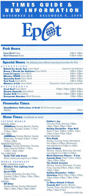 Epcot Times Guide November 28-December 4 2004