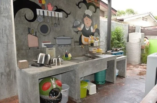 gambar inspiratif meja dapur cor dengan beton ekspos