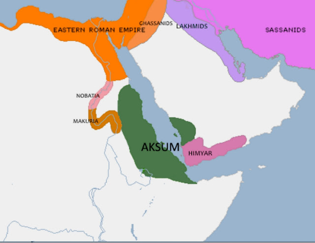 Расположение Химьяритского царства и Аксум