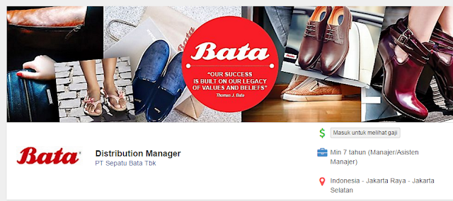 Lowongan Kerja bulan Juli 2016 dibtuhkan Karyawan/ti 'Distributor Manager di PT Sepatu Bata Tbk 