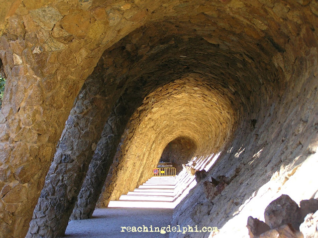 reaching delphi. park guell, gaudi, coffee