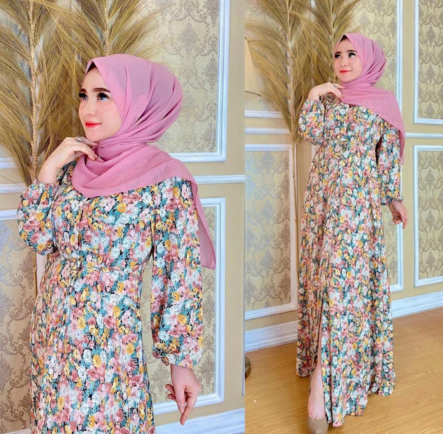 Flower maxi dress  - Butik Busana Muslim Terbesar dan Terlengkap 