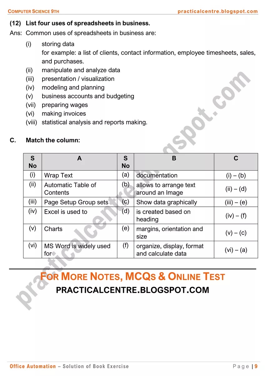 office-automation-solution-of-book-exercise-9