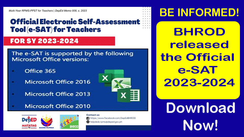 OFFICIAL eSAT or SelfAssessment Tool for Teachers SY 20232024
