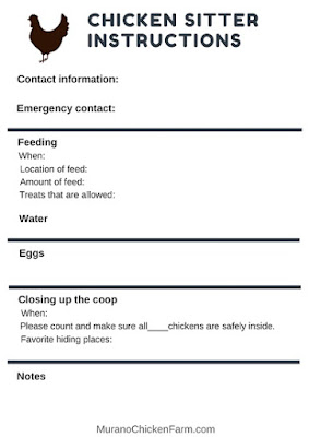 Chicken sitter instruction sheet