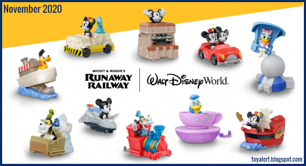 McDonalds Mickey and Minnie's Runaway Railway - November 2020 Happy Meal Toy Promotion including Goofy, Mickey, Minnie, Pluto, Donald Duck and Daisy Duck