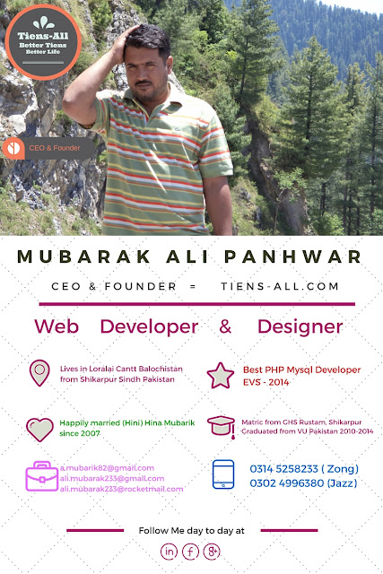 About Me - Mubarak Ali Panhwar - Tiens-All