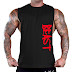 Men's Red Beast Black T-Shirt Tank Top Gym Workout Muscle Fitness Bodybuilding