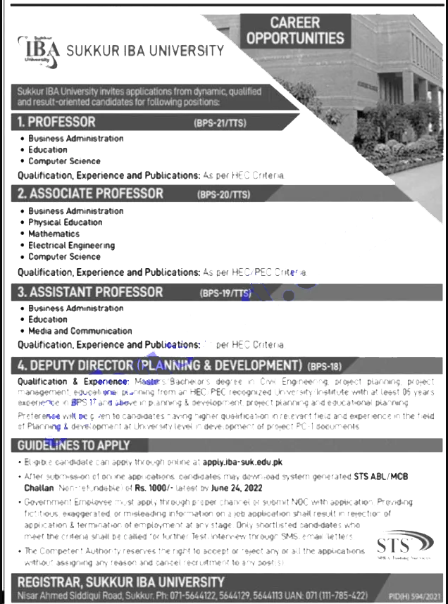 IBA Sukkur Jobs 2022 Online Apply – IBA jobs in Sukkur