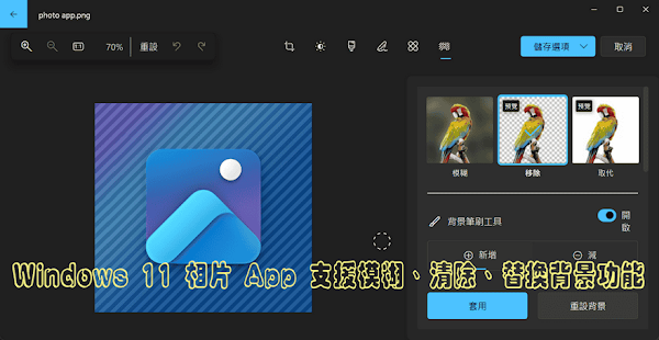 Win11 相片支援移除/替換背景
