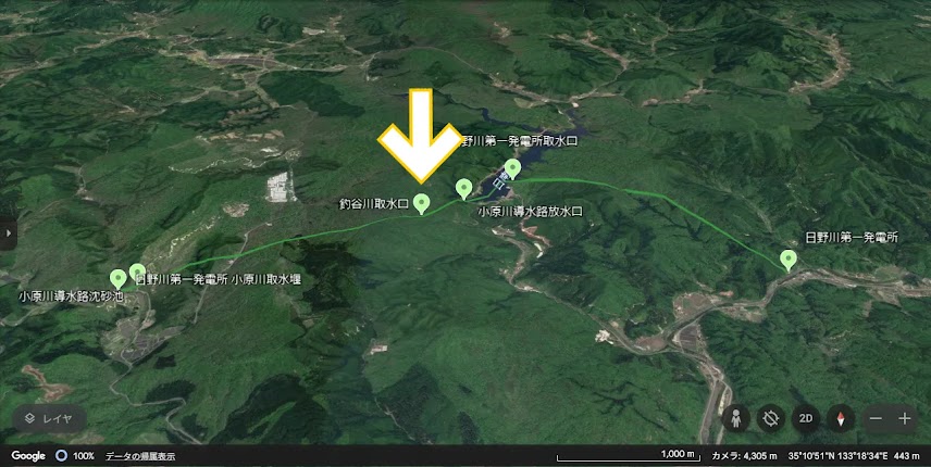 日野川第一発電所 釣谷川取水口