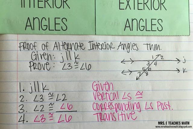 Parallel Lines with Transversals Foldable - an interactive notebook page idea for geometry