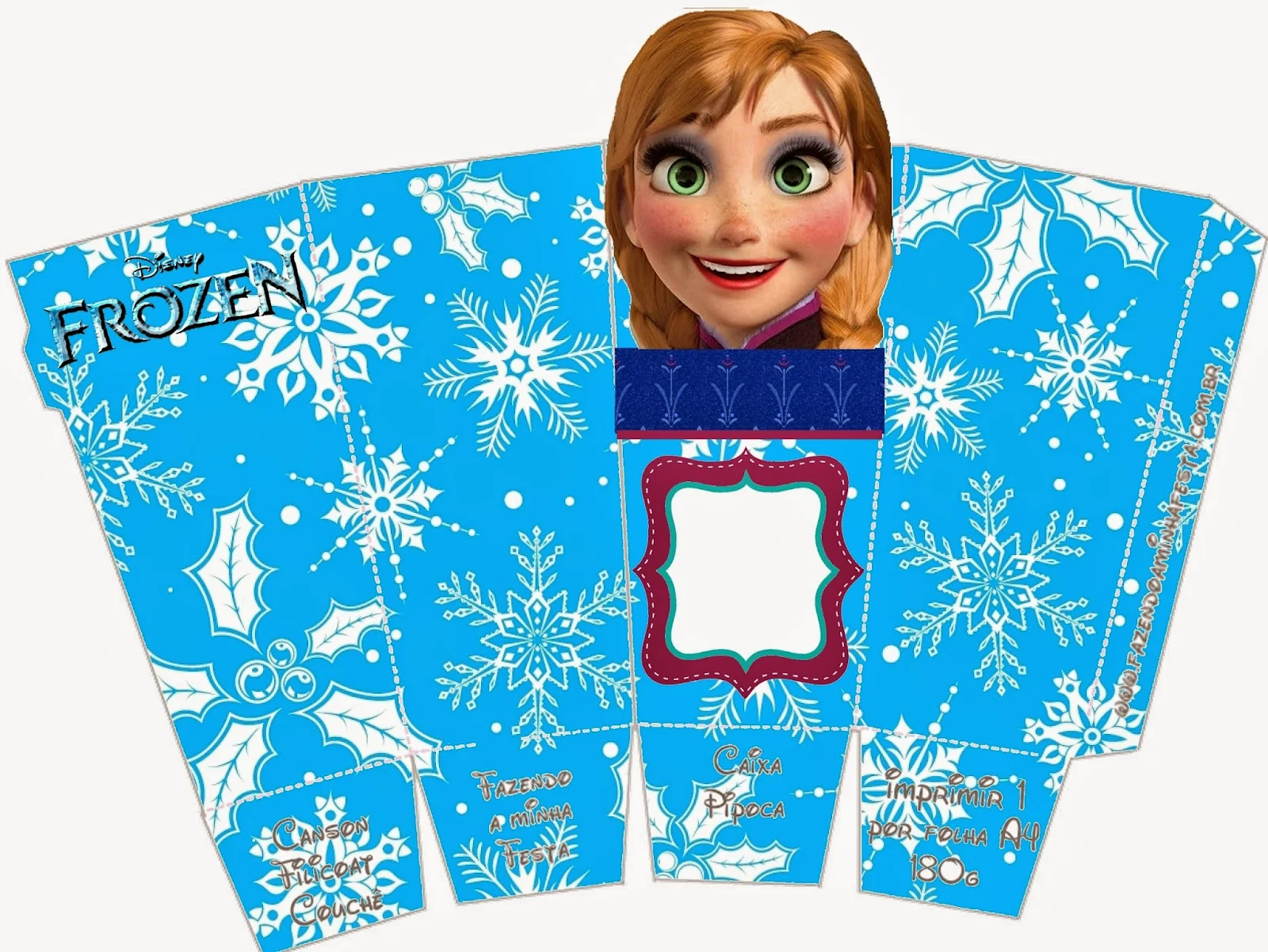 Frozen Anna Free Printable PopCorn Boxes.