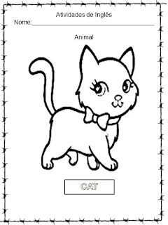 animais em inglês para colorir CAT