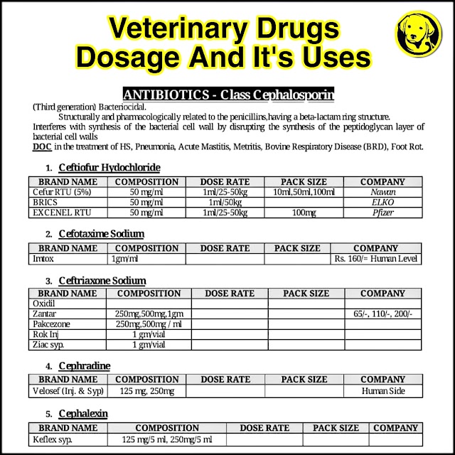 FREE Download Full Pdf Of Veterinary Drugs Dosage And It's Uses
