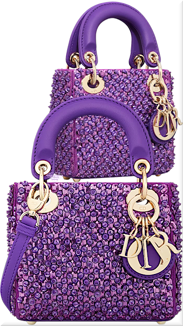 ♦Lady Dior micro bag in purple calfskin embroidered with strass #dior #ladydior #bags #purple #brilliantluxury