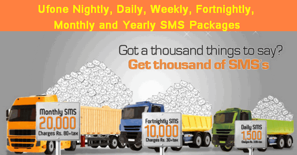 Ufone Daily Weekly Fortnightly Monthly Yearly SMS Bundles