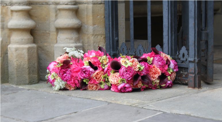 These bold bouquets were made up of Yves Piaget garden roses Peach Finesse