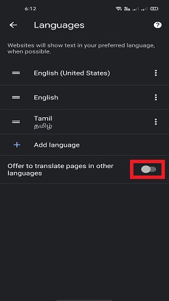 Disable Google Translate Suggestion Android