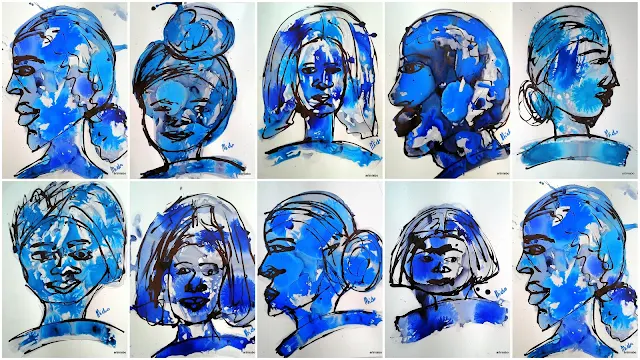 FACES IN BLUE- ABSTRACT PAINTING BLOG   BY MIABO ENYADIKE