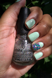 mint, green, mermaid, rainbow fish, fairy dust, nail art, mani