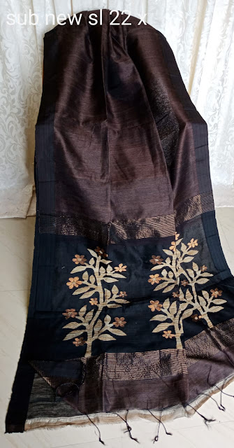 Linen Jamdani  Silk Saree 