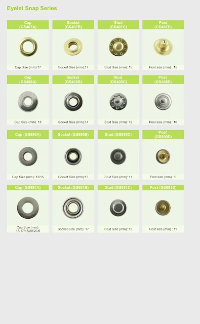 Eyelet Snap Series Buttons Used in Garments