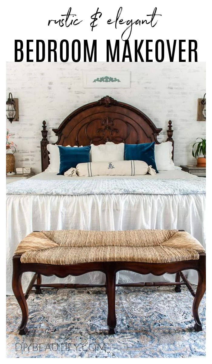 Rustic and elegant European farmhouse bedroom makeover | DIY Beautify blog