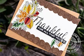 Sunny Studio Stamps: Elegant Leaves Stitched Scallop Dies Autumn Themed Thankful Card by Eloise Blue