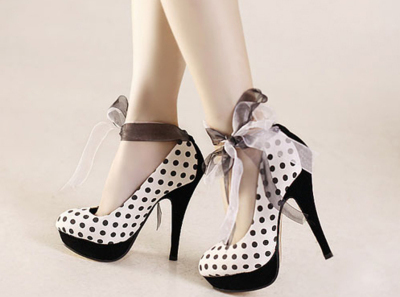 Black  White Polka  Dress on Cute Shoes  Black And White Polka Dot Pumps