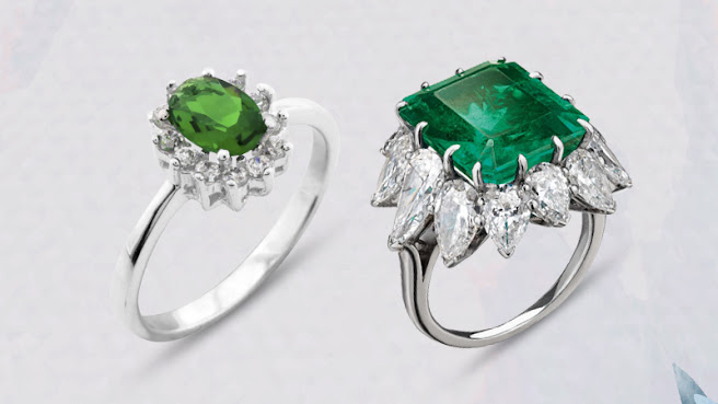 Elizabeth Taylor and Kate Middleton emerald rings in collage