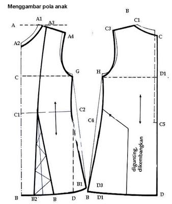 Menggambar Pola  Baju  Anak Sesuai Desain