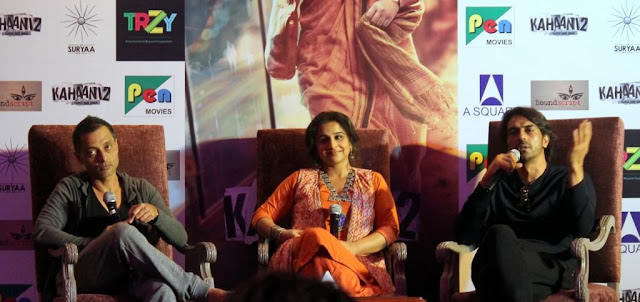 Sujoy Ghosh, Vidya Balan, and Arjun Rampal promote Kahaani 2 in Delhi