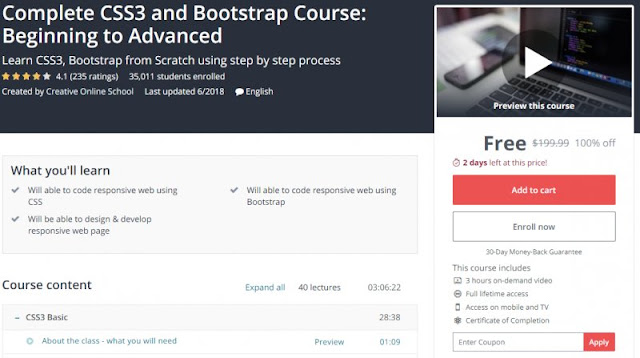 [100% Off] Complete CSS3 and Bootstrap Course: Beginning to Advanced| Worth 199,99$