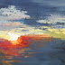 Daily Painting, Abstract Landscape, "Lighting the Heavens" by Carol
Schiff, 12x24x.75" Oil