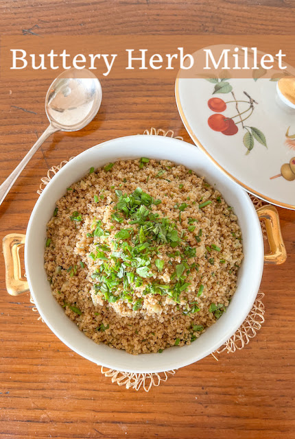 Food Lust People Love: This buttery herb millet is first toasted then cooked with broth for added flavor. It’s a great change from pasta or rice, a flavorful side dish!