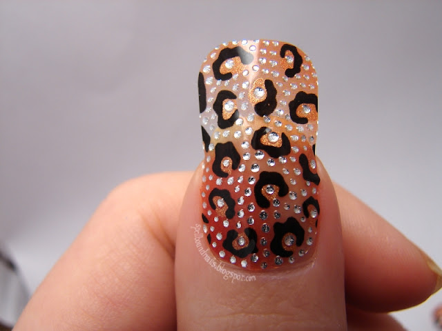 nails nailart nail art polish mani manicure Spellbound Kiss Nail Dress Princess stickers leopard print bling rhinestones Influenster Holiday VoxBox review image heavy picture swatch test