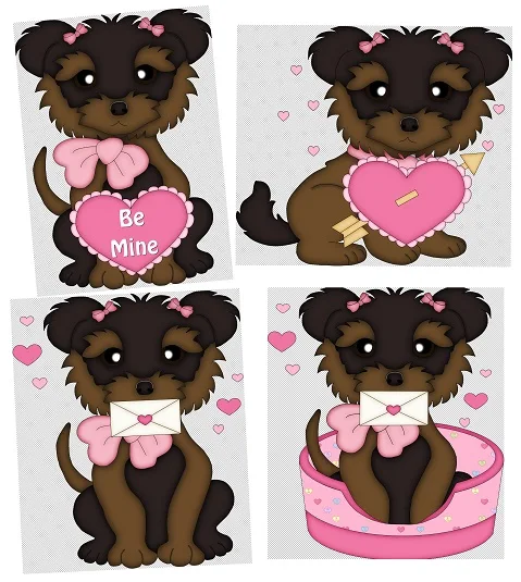 Cute Valentine´s Dogs Clipart.