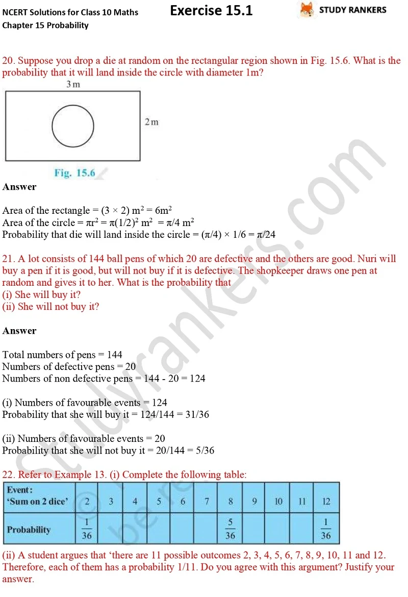 NCERT Solutions for Class 10 Maths Chapter 15 Probability Exercise 15.1 Part 8