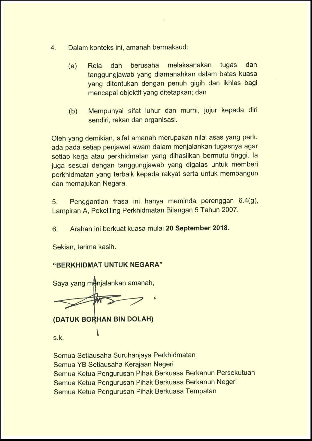 Frasa "SAYA YANG MENJALANKAN AMANAH" Dalam Surat Rasmi ...