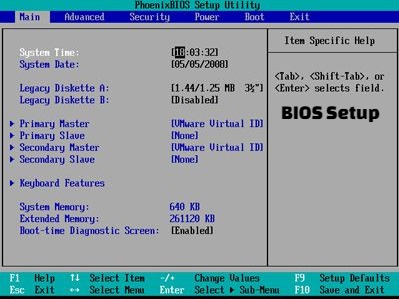 bios setup untuk instal windows XP